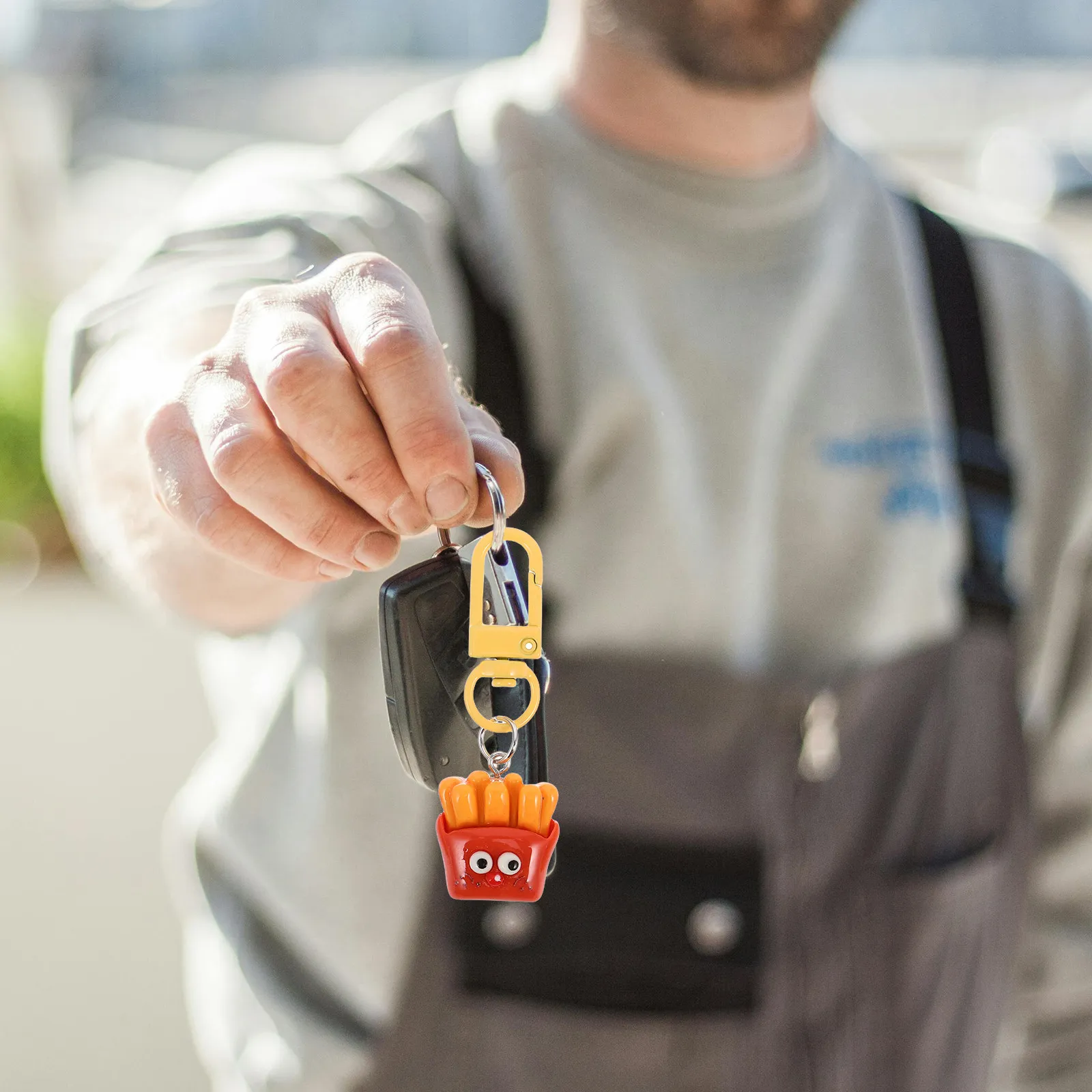 3Pcs Fast Food Snack Keychains Set Hamburger Pizza French Fries Cute Key Chain Food Pendant Hamburger Keychains