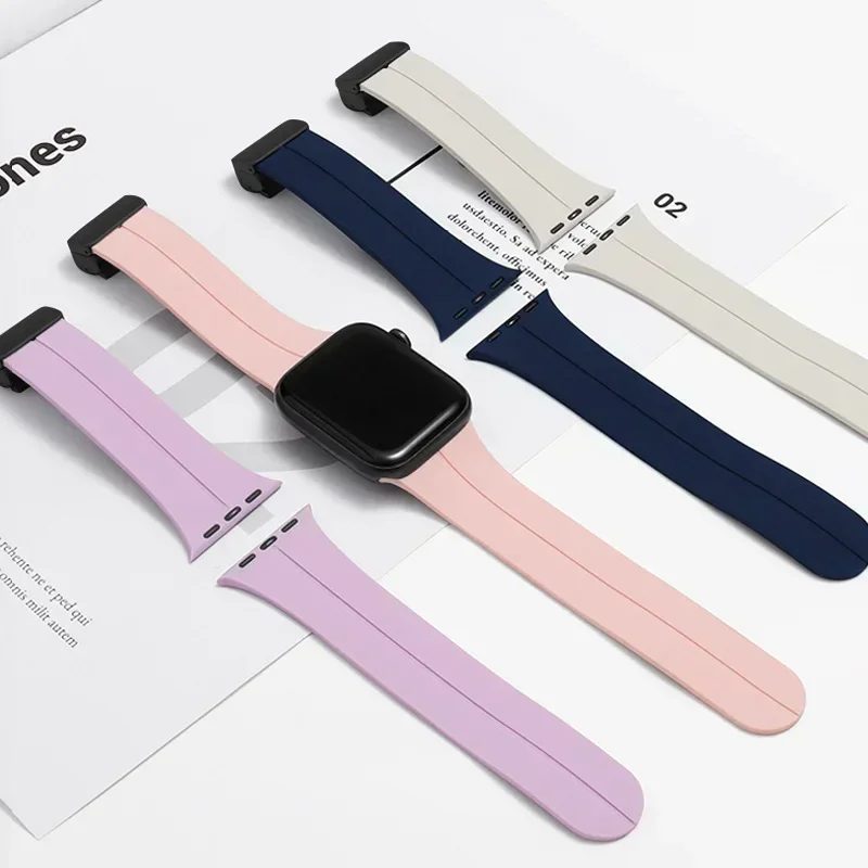 Magnetic Strap For Apple watch ultra band 44mm 45mm 49mm 40mm 41mm 42mm 38mm 45 mm Silicone Bracelet iWatch Series 7 8 se 6 5 3