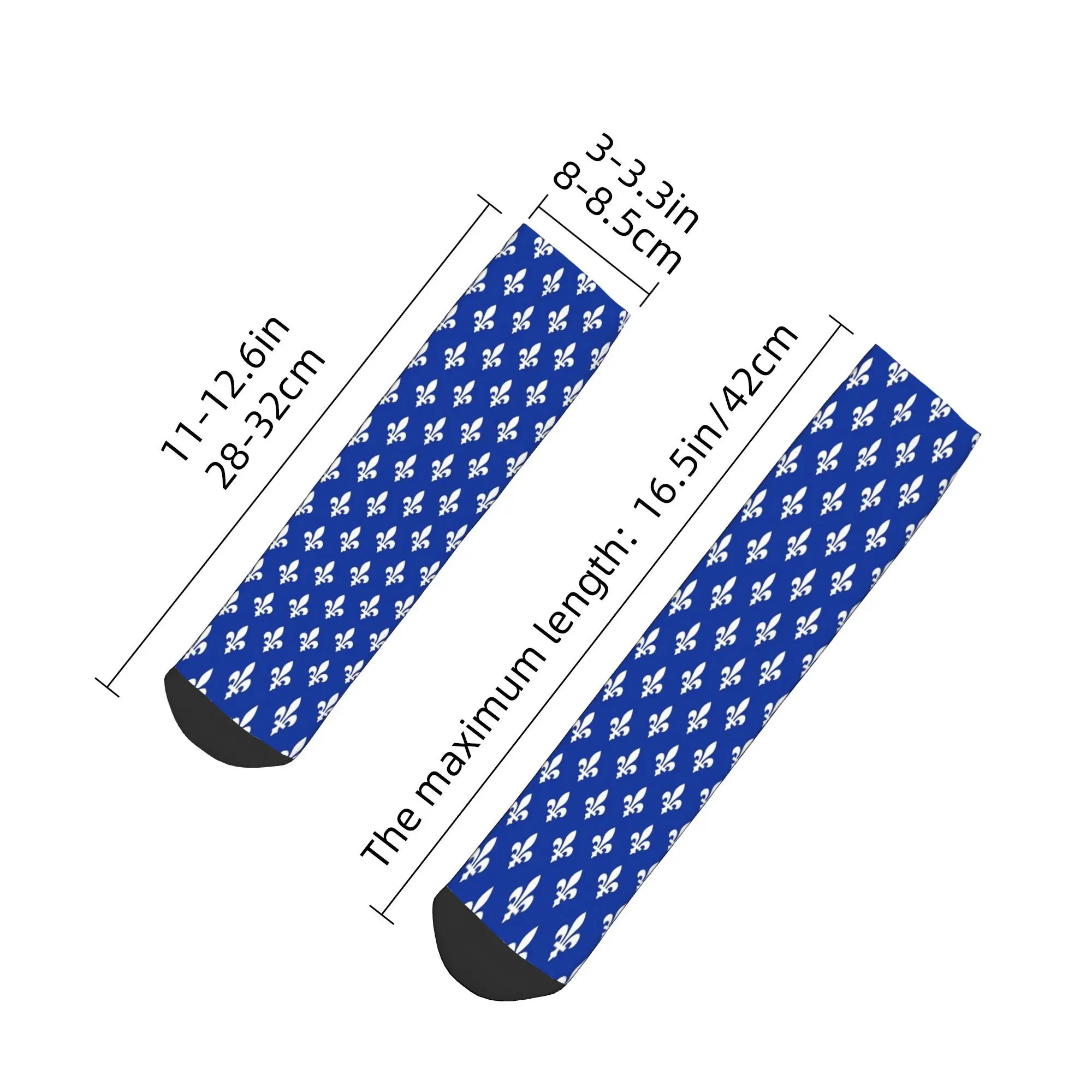 All Seasons Quebec Flag Canadian Province Socks Harajuku High Quality Crew Socks Casual Stockings for Men Women Christmas Gifts