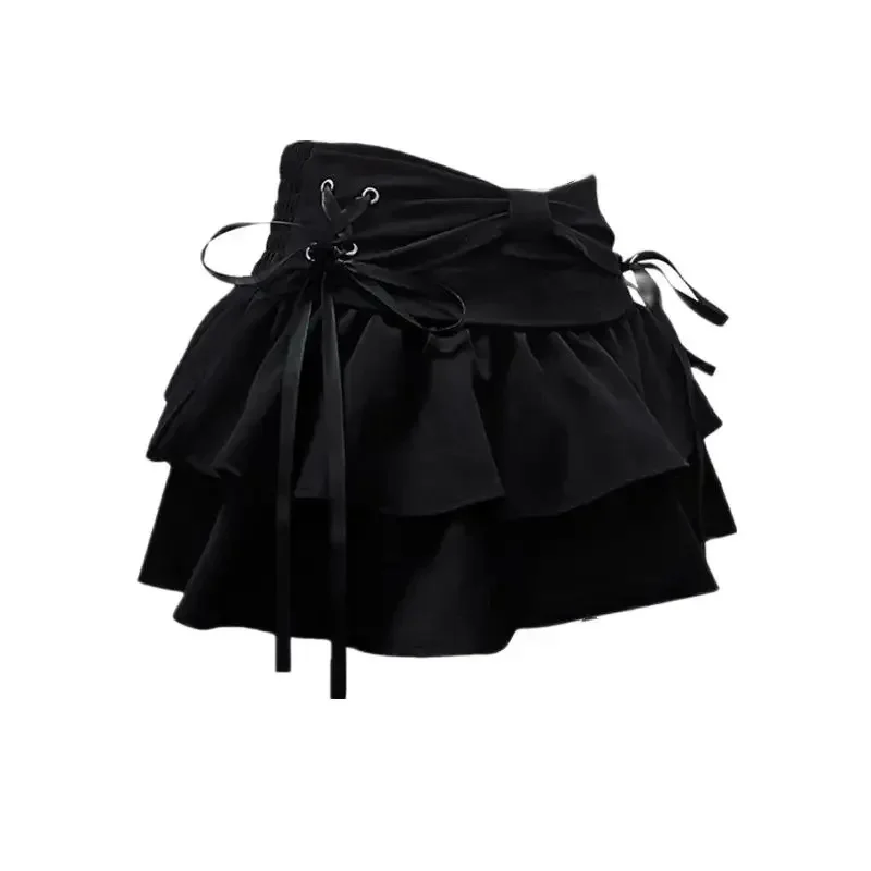 여성용 여름 고딕 스커트, 2000 년대 빈티지 미니 반바지, 록 고스 펑크 스커트, Y2k 스트리트웨어, Egirl Emo 스커트, 붕대 Alt
