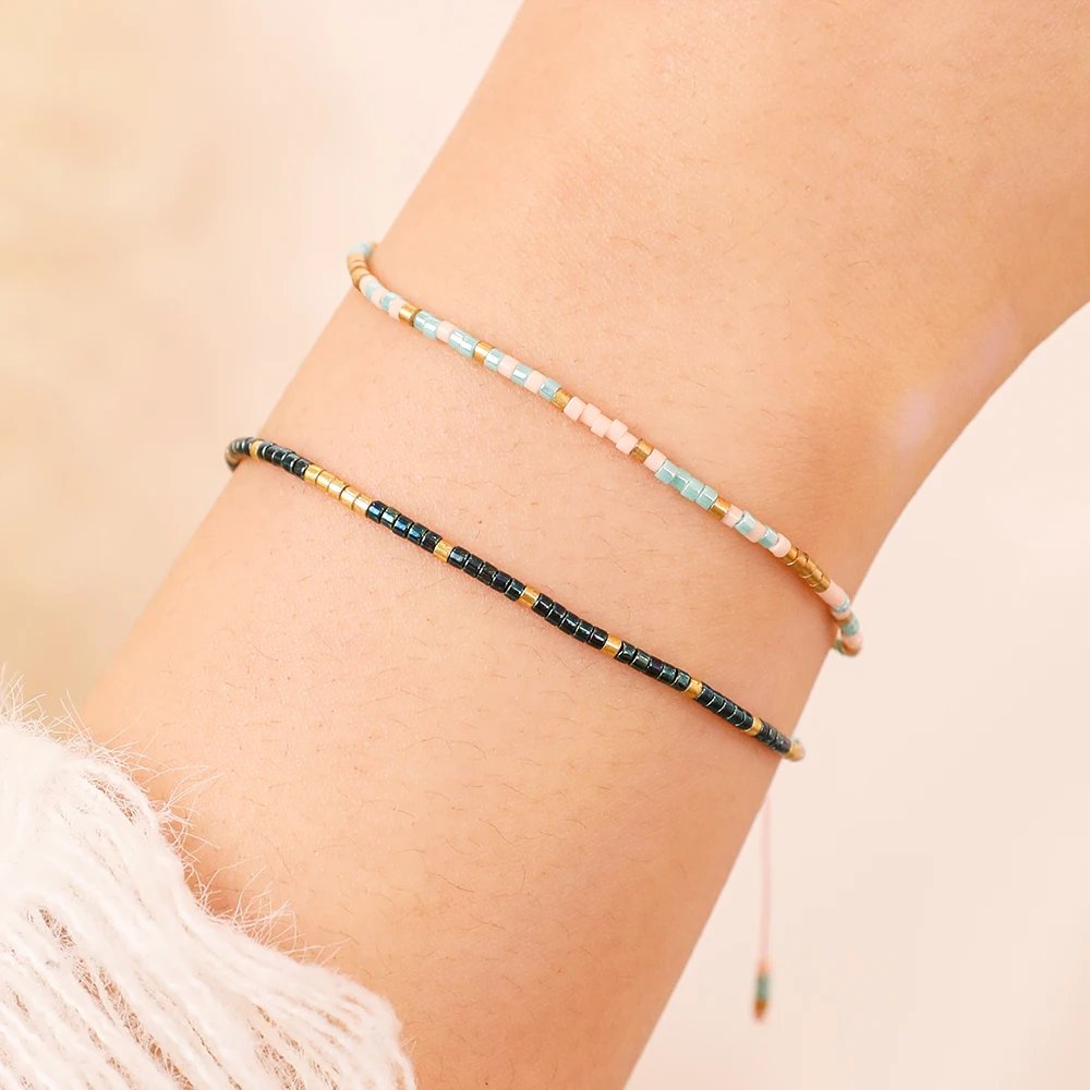 Women's Boho Multi-Strand Beach Bracelets Handmade Miyuki with Colourful Seed Beads Jewelry Accessory