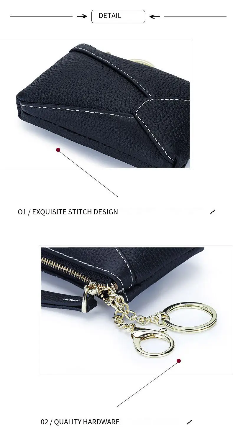 COW LEATHER exquisite wallet Cowleaf coin purse women\'s bag fashion zipper key lipstick storage bags