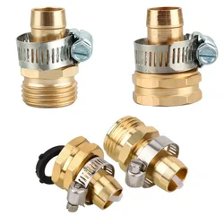 Fit for 3/4 Inch thread Garden Aluminum Mender End Repair Kit Hose Connector Male Female With Stainless Steel Tightening Clamp