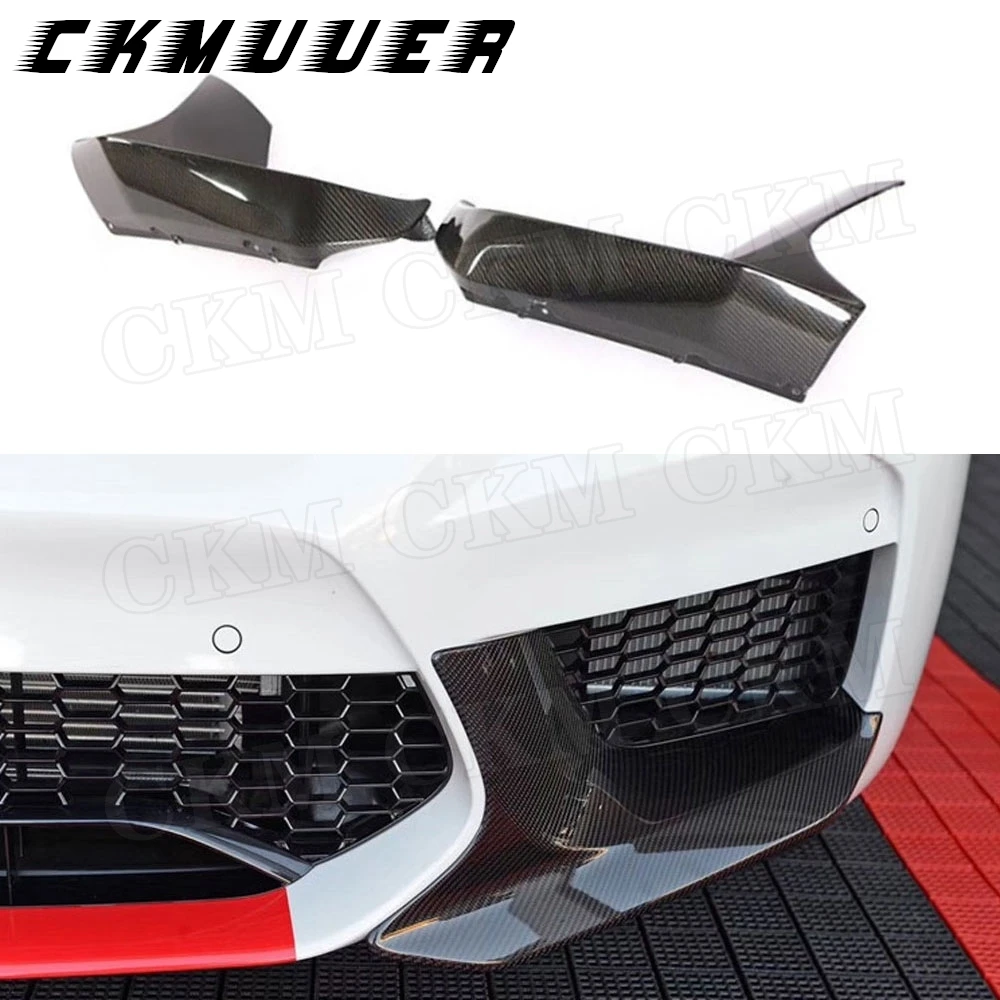 CKMUUER ألياف الكربون الجبهة الفاصل قطع الزاوية الأمامية شفة مصد السيارة المفسد حامي لسيارات BMW 5 سلسلة F90 M5 M نمط 2018 2019