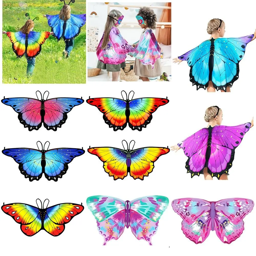 Colorful Butterfly Wings Costume Fancy Dress DIY Decorations Fairy Shawl Cosplay Costume Cape Butterfly Party Accessories