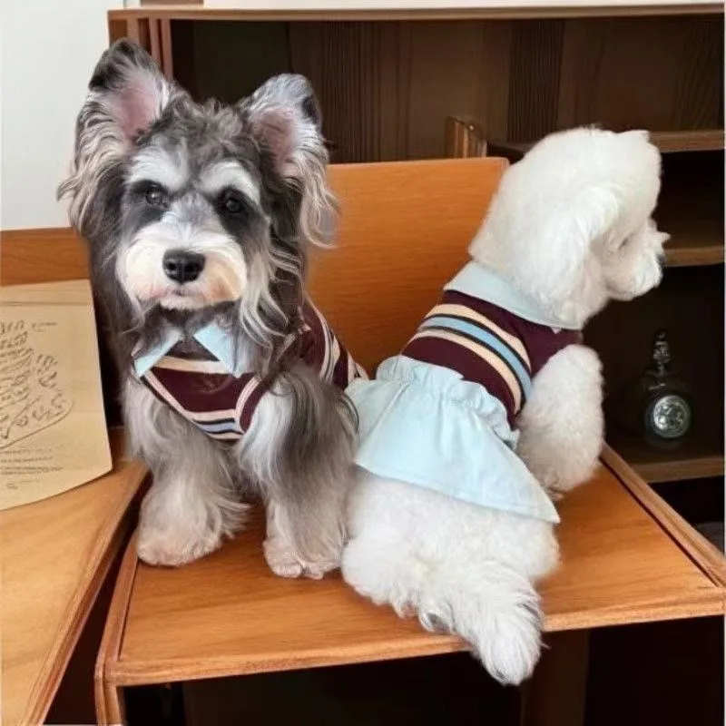

Fashion Puppy Dress Pet Spring Breathable Striped Shirt Dog Thin T-shirt Puppy Clothes Dog Vest for Small Dogs