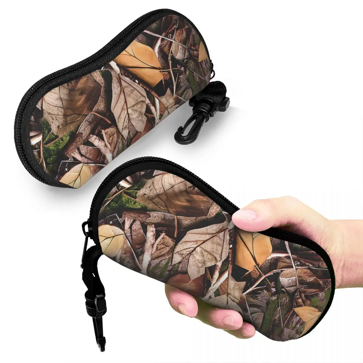 

Realistic Tree Hunting Camo Leaves Sticks And Bark Camoflouge Shell Glasses Case Sunglasses Box Women Men Soft Eyeglass Bag