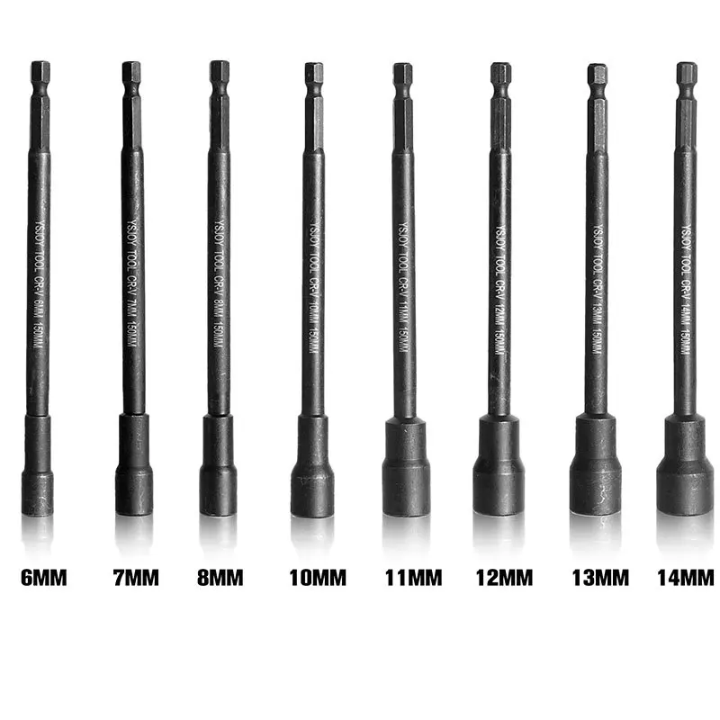 Long Socket 6-14mm Screw Metric Driver Tool Set Adapter Drill Bit  Hexagonal Shank Hex Nut Socket Screw Tool