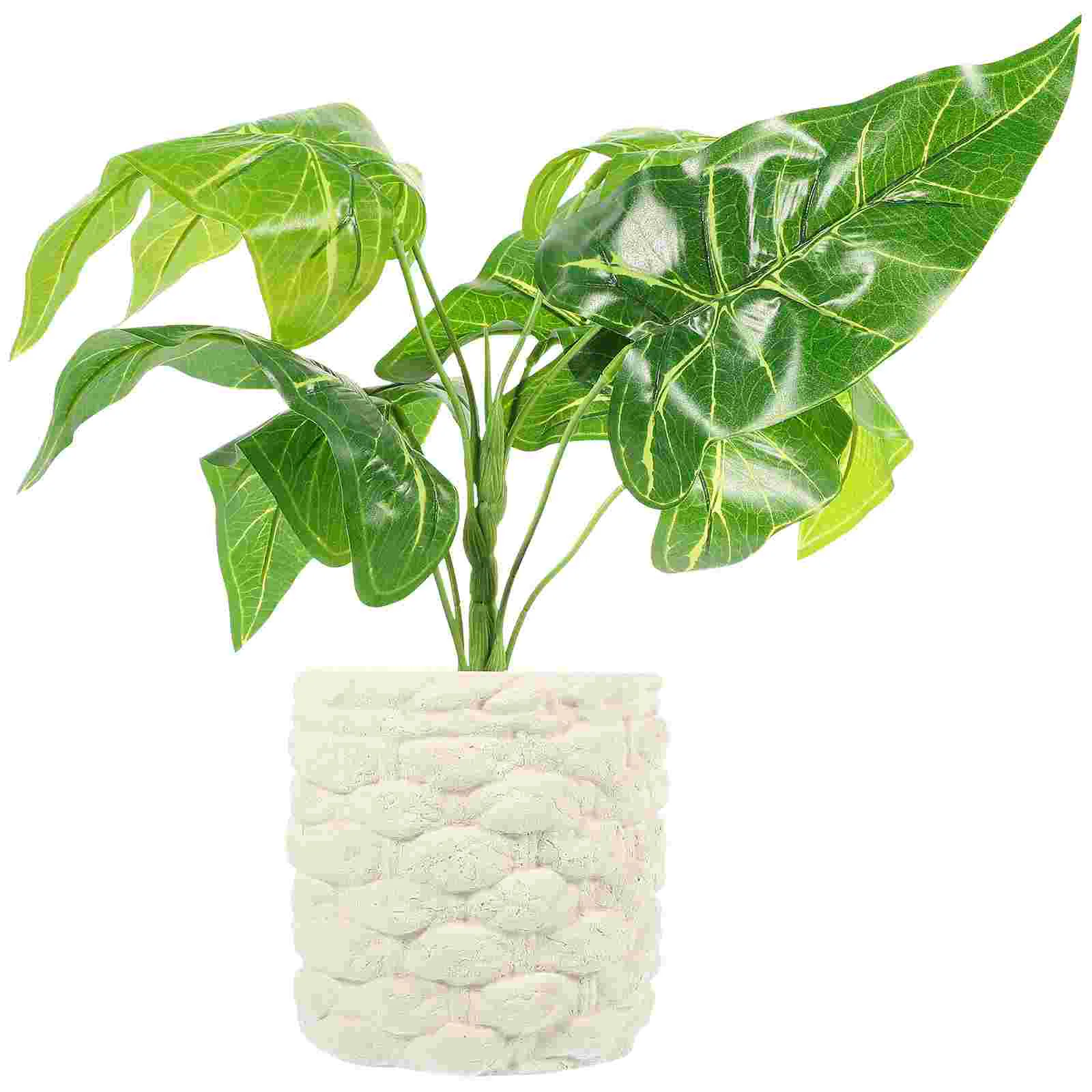 Potted Taro Leaves Outdoor Fake Bonsai Faux Green Leaf Plastic Plants Indoor Artificial Decor Simulated