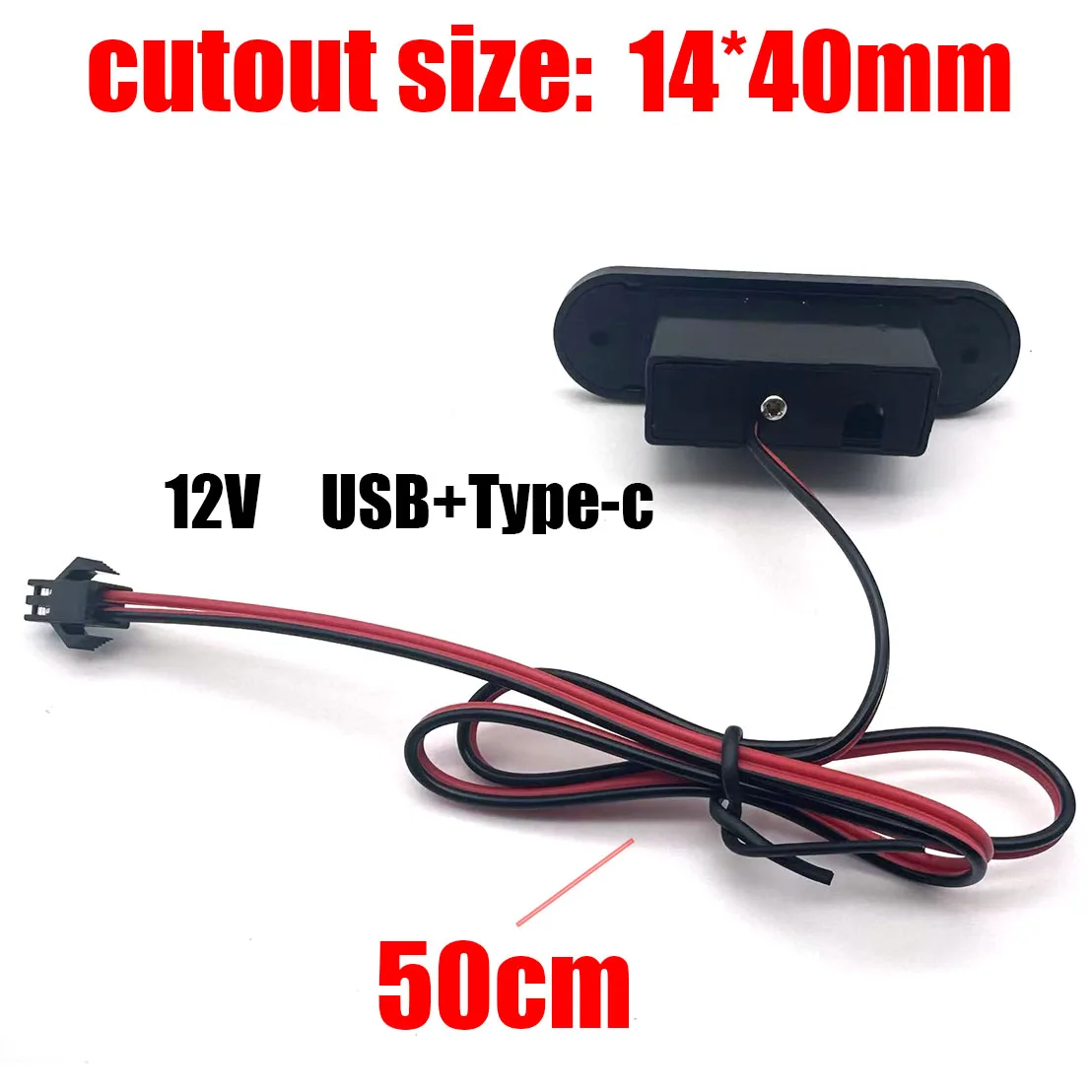 Desktop Hidden Integrated USB Charger 12-24V, 1 USB, 1 Type-C Mini Fast Charging Power Embedded Socket