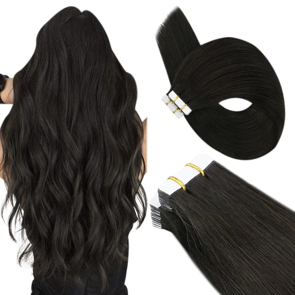 Ugeat Tape in Echthaar Exten sinos für Frauen Einfarbiges Tape in Haar Exten sinos Echthaar für lange Größe 26-28 Zoll 20p/40p 5