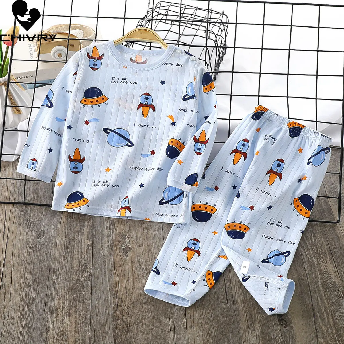 New 2023 Kids Boys Girls Summer Thin Pajama Sets Cute Cartoon Long Sleeve T-Shirt Tops with Pants Toddler Boy Pyjamas Loungewear