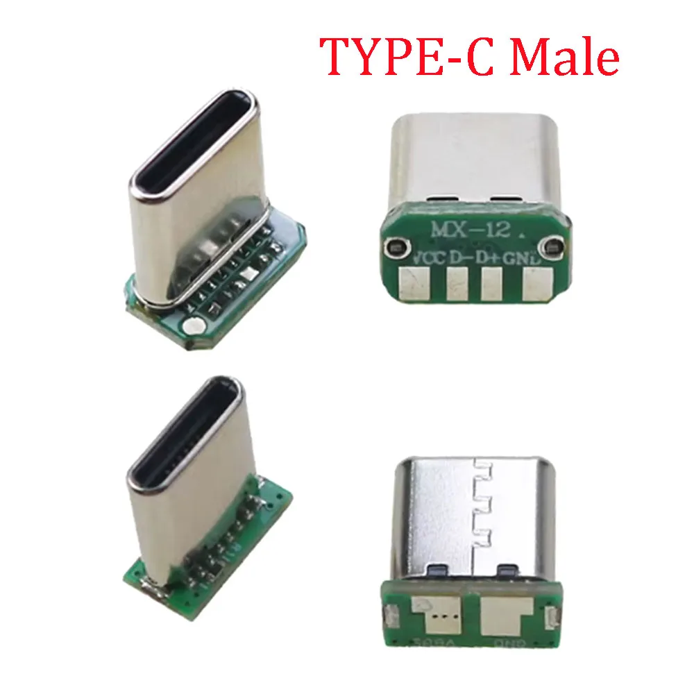 

10PCS USB 3.1 Type C Vertical Patch Board Male Seat 16pin 4 Welding Wire Data Band PCB USB Board Male Head 16P Usb C Connector