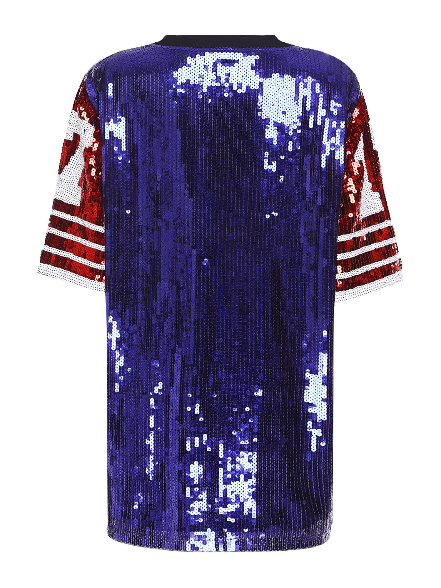 Women Shiny Graphic Sporty Tee Short Sleeve Number Print Sparkling Top for Rave Party Cool Dance Club Fitness