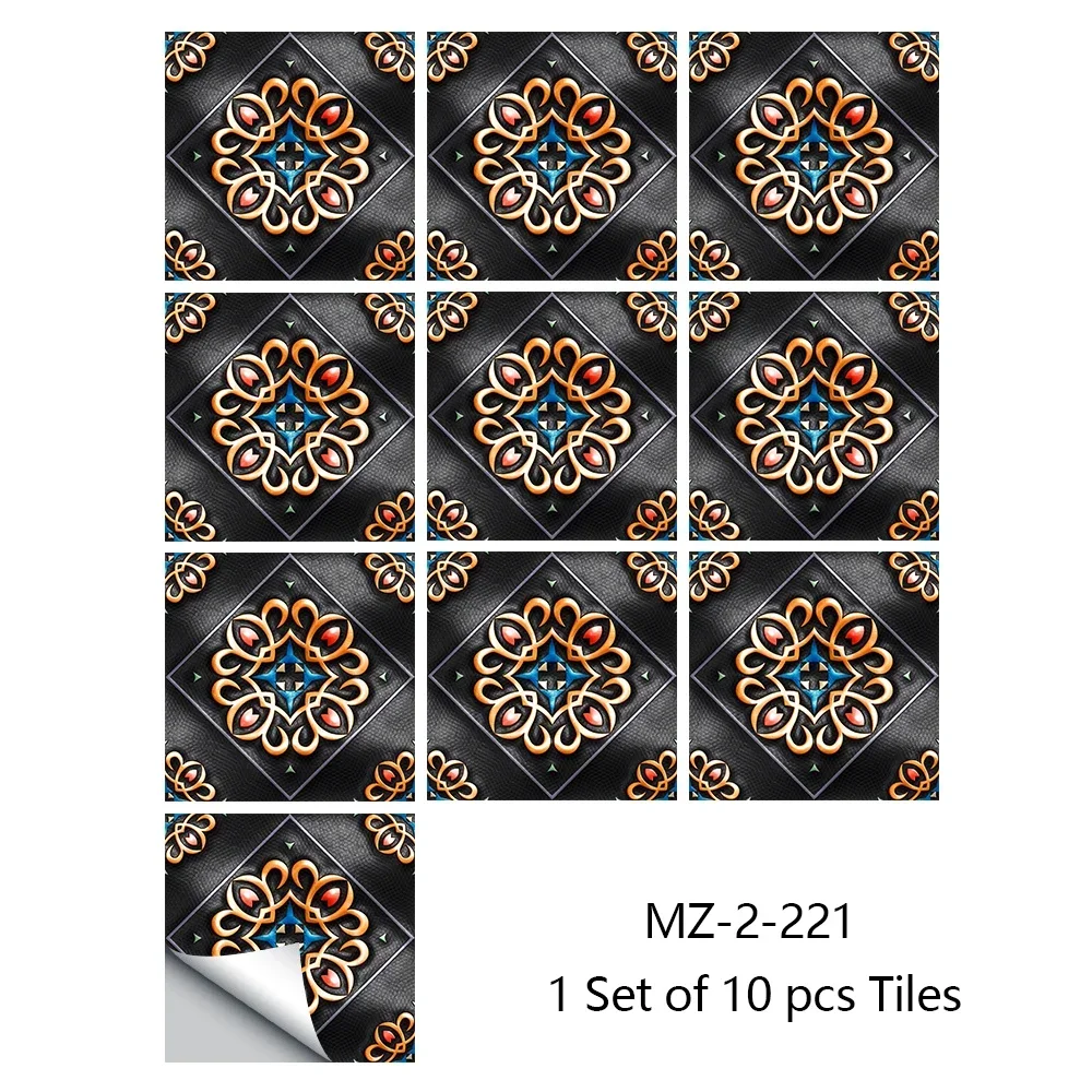 

Self-Adhesive Mandala Wall Panels Tiles - 10pcs Crystal PVC Film for Wardrobe/Bathroom Renovation