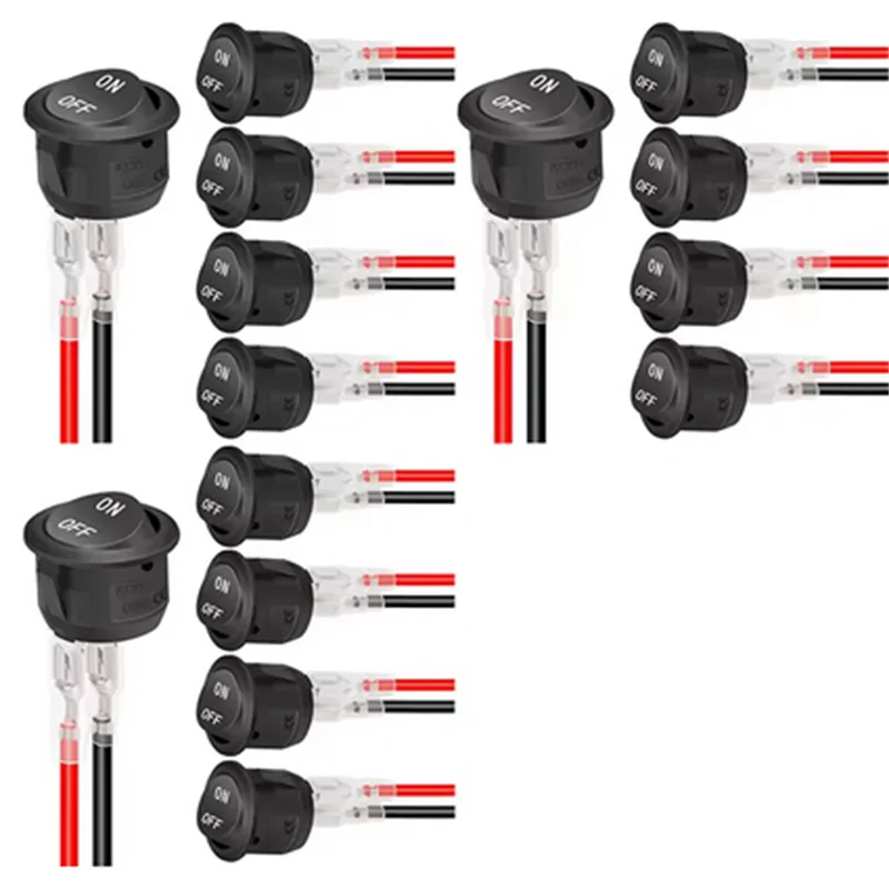 12V Ronde Tuimelschakelaar AC 6A/250V 10A/125V SPST 2 Pin 2 Positie Aan/uit Tuimelschakelaar voor Auto Boot Automotive RV Zwart