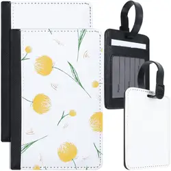 4Pcs Sublimation Passport Cover Holder and Luggage Tag Gift Set PU Leather Blank Dye Sublimation Document Card Passport Holder