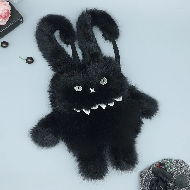 Cute Fluffy Anime Y2K Subculture Rabbit Backpack Cosplay Accessories Purse JK Girl Bag Cartoon Backpack Girls Decorate Kid Gift