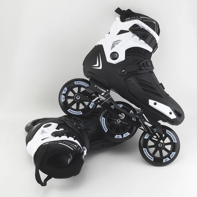 WS Inline Speed Skates 3x110 Roller Skate Length Size Adjustable Boots 85A PU Wheels Patines Street Asphalt Road Free Skating