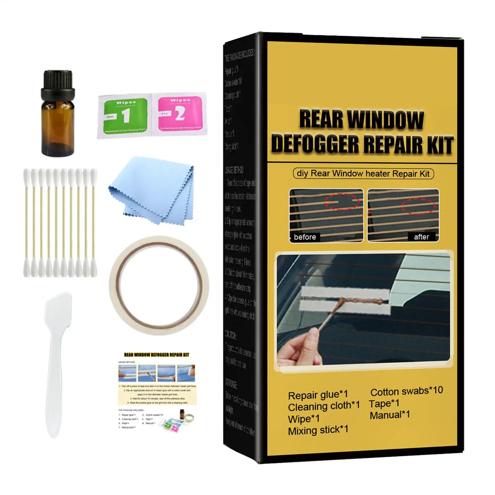 Car Rear Window Defogger Repair Kit DIY Quick Repair Scratched Broken Defroster Fix Heater Gridlines Professional Tools for SUVs