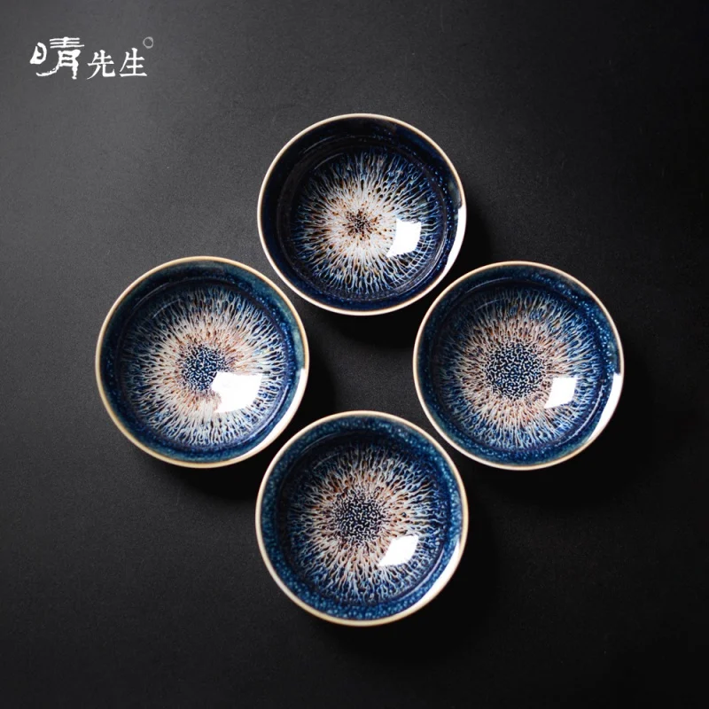 Kiln Transmutation Ceramic Jingdezhen Temmoku Glaze Jianzhan Kung Fu Small Tea Cup Tea Bowl Tea Tasting Cup Master Cup Single Cu