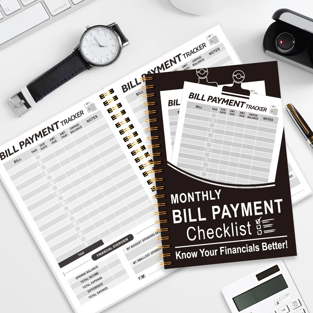 Monthly Bill Payment Tracker Notebook with Stickers Budget Planner Expense Organizer Finance Log Book Spiral Bound