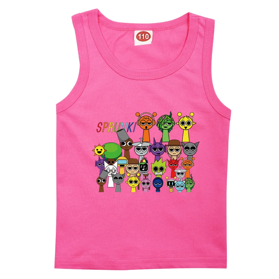 Cute Sprunki Cartoon Summer Children's Cotton Vest Fashion Trend Comfortable Versatile Casual Cute T-shirt Surprise Gift