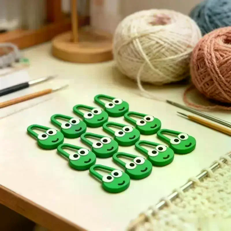 10Pcs/20Pcs Kawaii Cartoon Frog Locking Markers Cute Animal Knitting Crochet Needle Clips DIY Handmade Sewing Accessories Tool