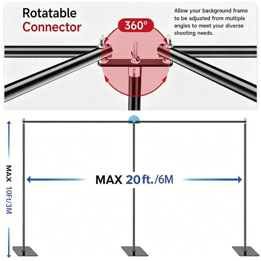 10x20FT Wedding Arch & Backdrop Stand, Heavy Duty Adjustable Background Support System Kit For Photography, Parties, Video, And Event Decor