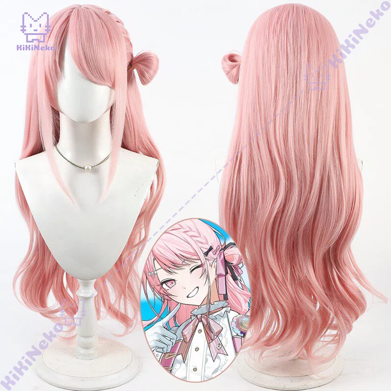 Game Akiyama Mizuki Cosplay Wig Amia Pink Long Curly Cosplay Hair For Comicon Party Adult Women Men