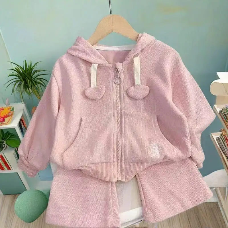 

Baby Girls' Spring and Autumn Set New Fashionable Middle and Large Children's Leisure Sportswear Two Piece Set