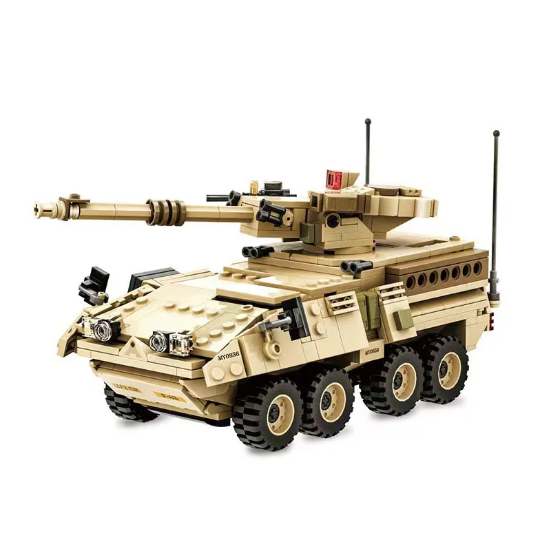 iDEA Modern Military Model Building Block United States LAV3 Stryker Armored Fighting Vehicle Construction Bricks Toy For Gifts