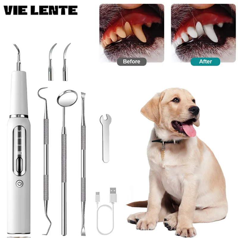 Cepillo de dientes ultrasónico para perros y gatos, elimina el sarro y la placa, Kit de cuidado Dental para mascotas, removedor de sarro, herramienta de limpieza Dental