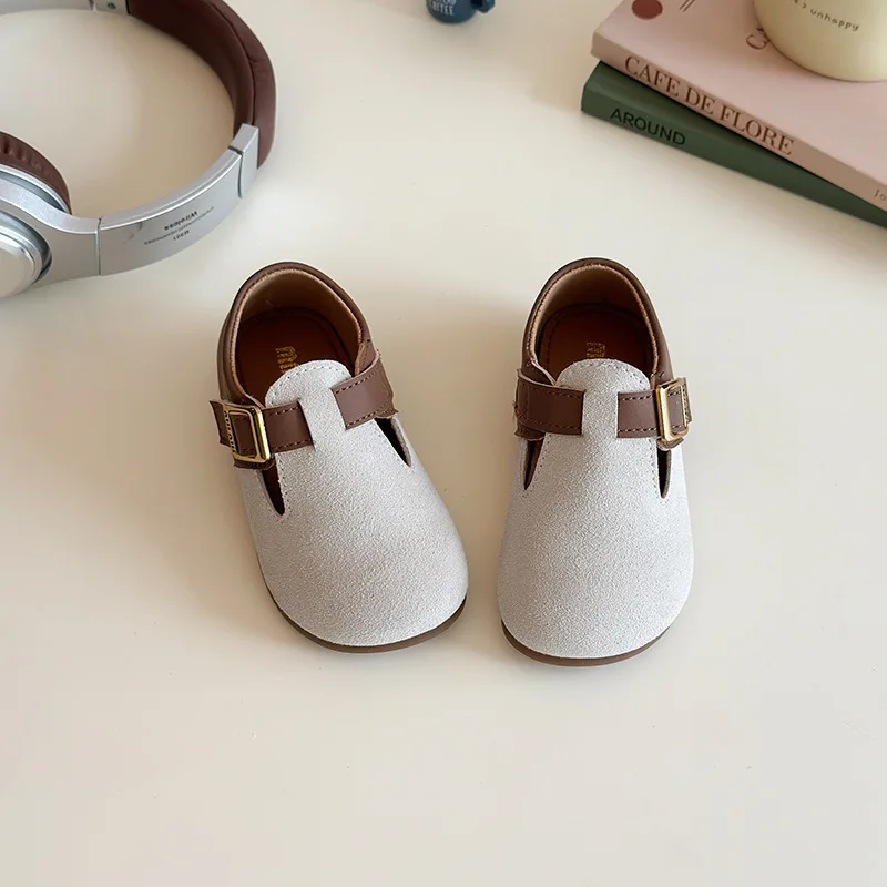 

Fashion Girls Shoes Baby Soft-soled Children Spring Autumn Retro PU Leather Boy Kids Children Splicing School Student Loafer