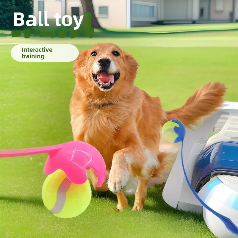 Hundespielzeug ohne Biegung und Wurfbälle, Hundespielzeug, Fetch Ball Thrower für den Außenbereich mit Quietscher-Kauen, interaktives Heimtierbedarf
