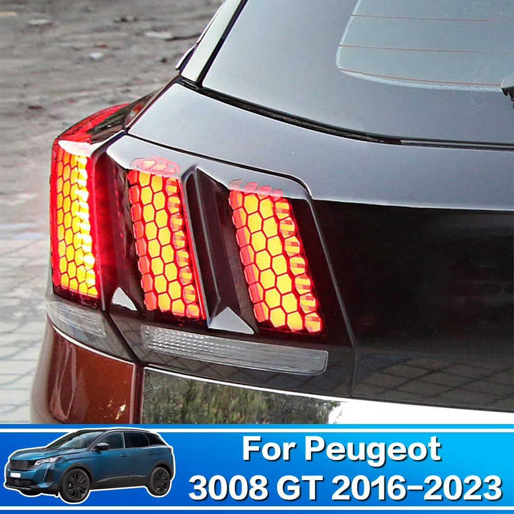 

6 PCS Auto Styling Decoration Accessories Car Rear Tail Light Lamp Honeycomb Protector Sticker For Peugeot 3008 GT 2016 -2023
