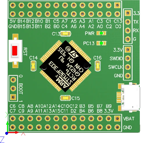 STM32F303RCT6 اللوحة الأساسية STM32F303 سعة كبيرة 64 رقاقة واحدة نظام الحواسيب الصغيرة p تعزيز التطوير
