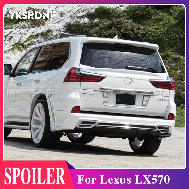 

Car Styling For Lexus LX570 2016 2017 2018 Exterior ABS Plastic Gloss Black White Painted Color Rear Boot Trunk Wing Lip Spoiler