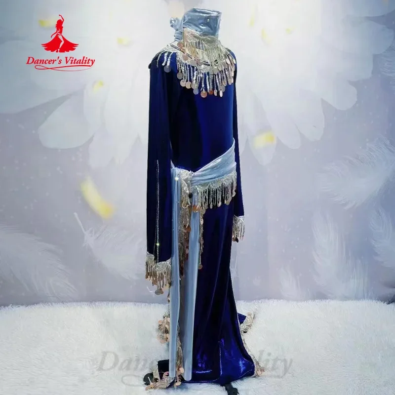 BellyDance Performance Costume for Women Customized Senior Sequin Robe+headscarf+hip Scarf 3pcs Oriental Dance Competition Wear