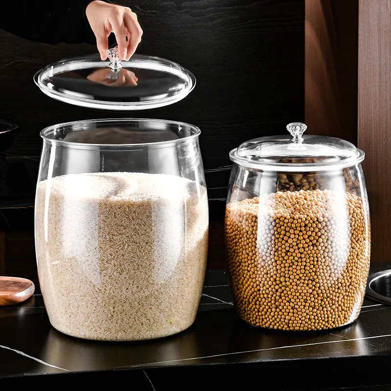 2.2/3.8/6.5L 1pc Flour Grains Candy & Cookie Jar Hard and Smooth Plastic Pot with Lids Clear Airtight Food Storage Canister