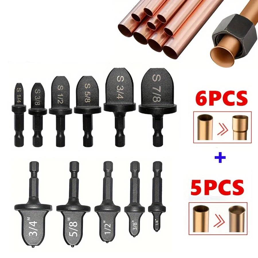 11Pcs HVAC Repairing Set Air Conditioner Copper Tube Expander with 7/8 3/4 5/8 1/2 3/8 1/4 Inch Copper Pipe Swaging Tool