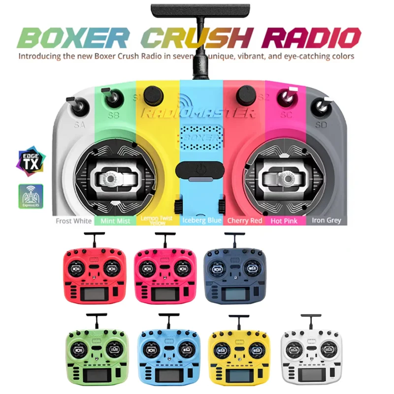 

Радиопередатчик RadioMaster Boxer Crush RC AG01 с датчиками Холла, ELRS 2.4ГГц, цветной, с кейсом для переноски, для FPV-дронов
