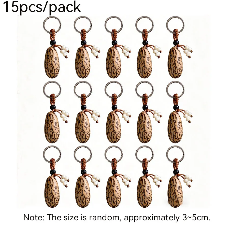 Wirtschaftliches 15-teiliges Set Bodhi-Samen-Schlüsselanhänger, Unisex Holz-Handtaschen- und Autoschlüsselanhänger, Gebets-Amulett, Freundschaftsgeschenk-Accessoires