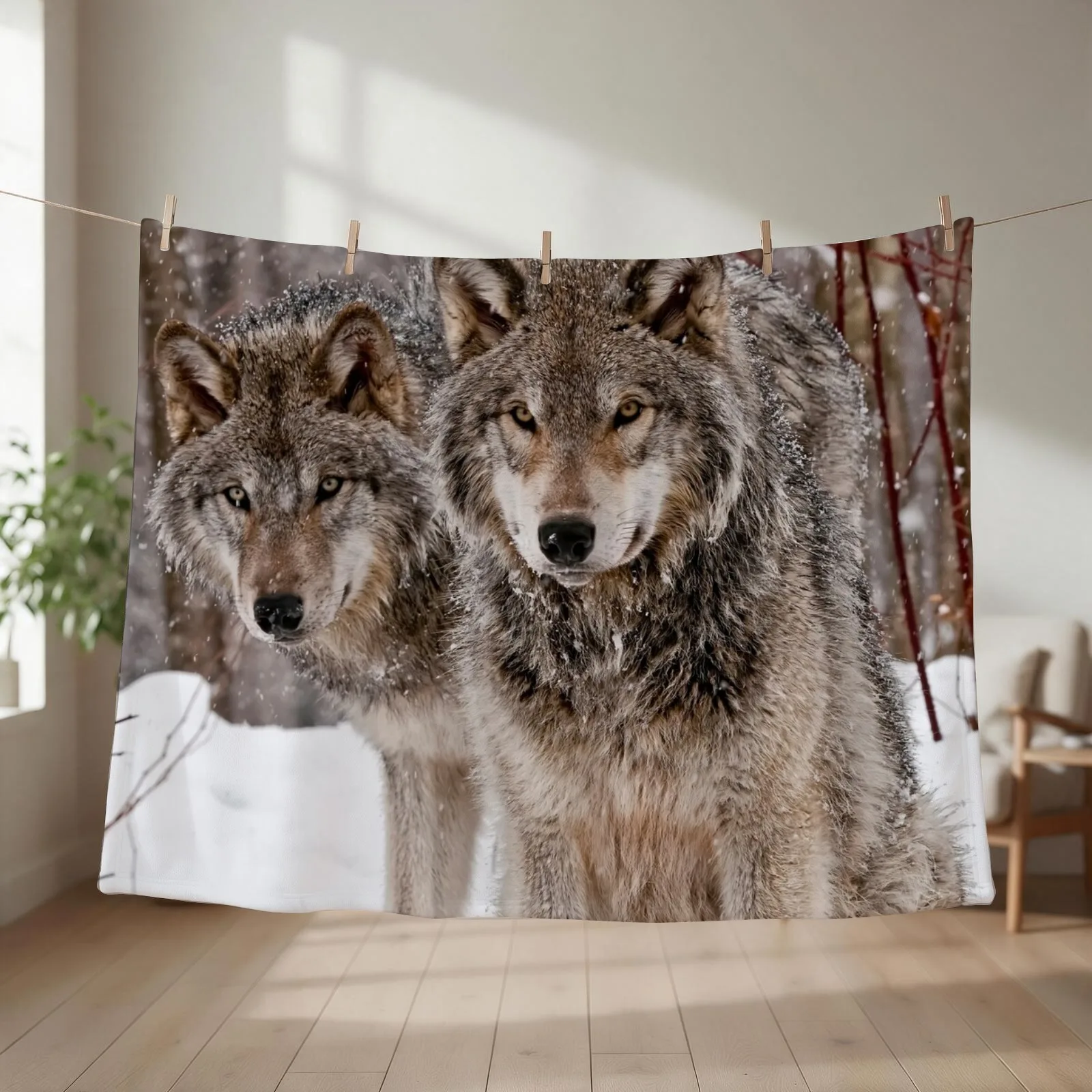 New Timber Wolf Pair Throw Blanket Large Sleeping Bag Thermal christmas decoration Blankets