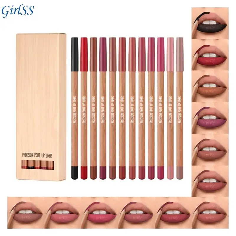 Delineador labios mate, lápiz delineador labios altamente pigmentado para forma y esculpir labios, lápiz labial