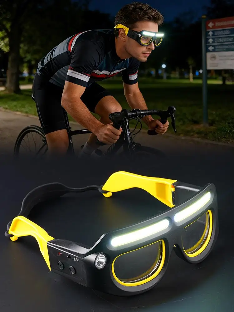 AliExpress NONE LED Glasses Rechargeable Headlight Glasses With Motion Sensor And Touch Control, 5 Modes Lighted Glasses For Fishing, Cycling