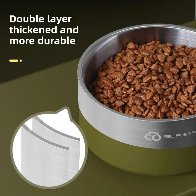 Stainless Steel Pet Bowl Cats Dogs Drinking Water Feeding Prevent Slipping Double-layer Prevent Knocked Easy Clean Pet Products