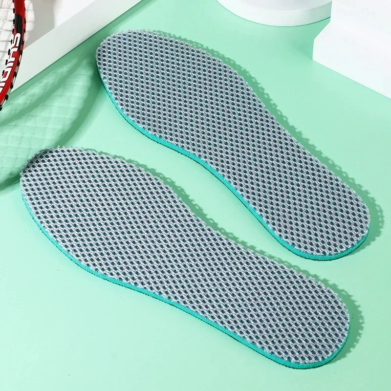 1Pair 4D Soft Sponge Sweat Absorption Sports Insole Mesh Deodorant Thickened Cushion Running Men Women Mesh Fabric Insert Insole