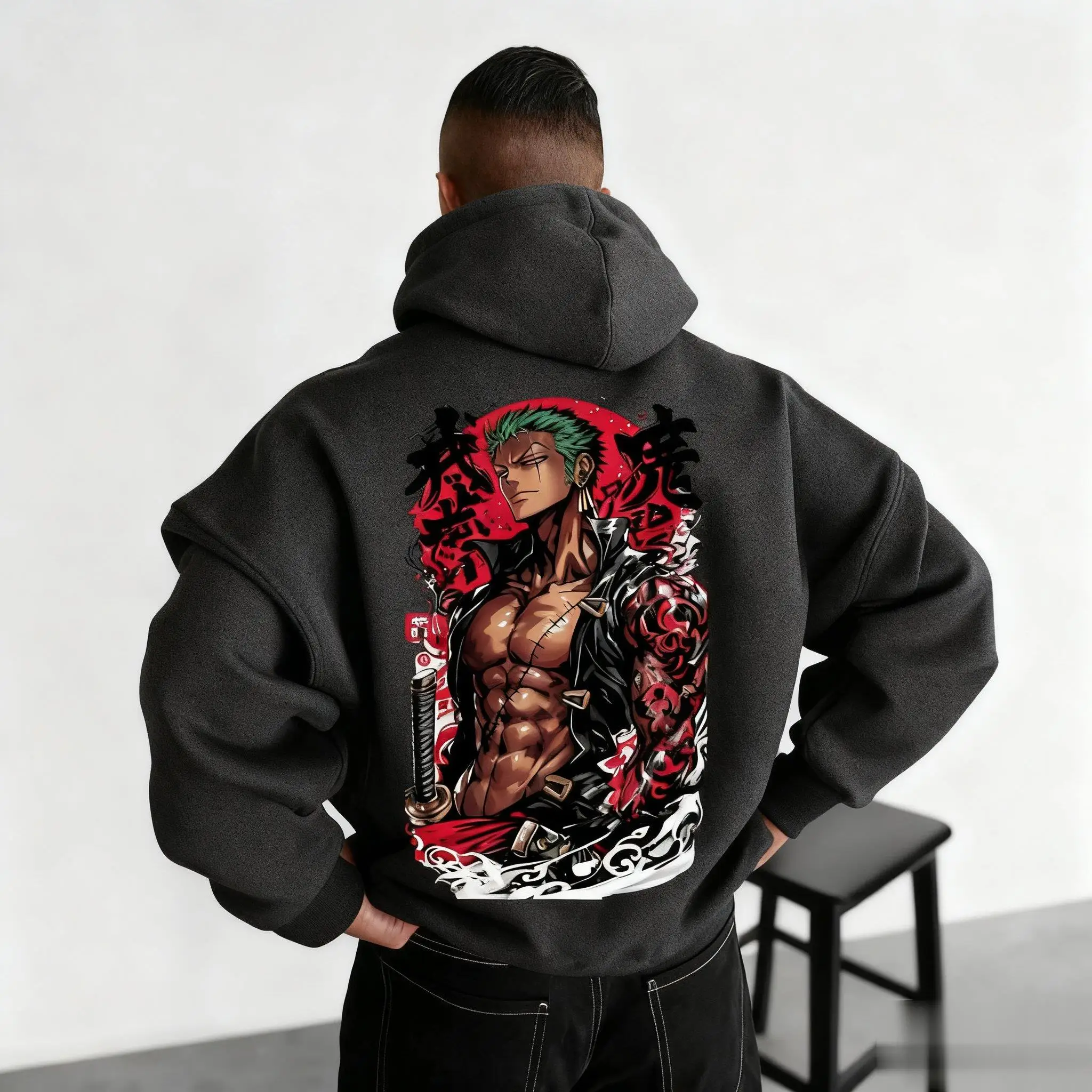 Hoodie Anime Pria Wanita Atasan Kasual One Piece Zoro Print Pullover Sweatshirt Streetwear Cosplay Hoodie Grafis Musim Gugur Musim Dingin 2025