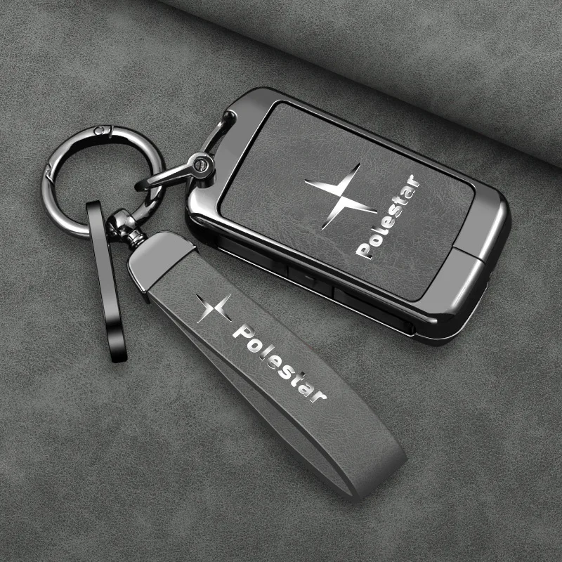 

Car Key Case for Polestar 1 2 3 4 5 6 NEW Zinc Alloy Leather Smart Remote Protection Shell Bag Fob Cover Keychain Accessories